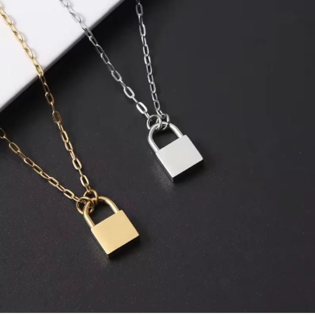 Petite Lock Pendant Necklace image 0