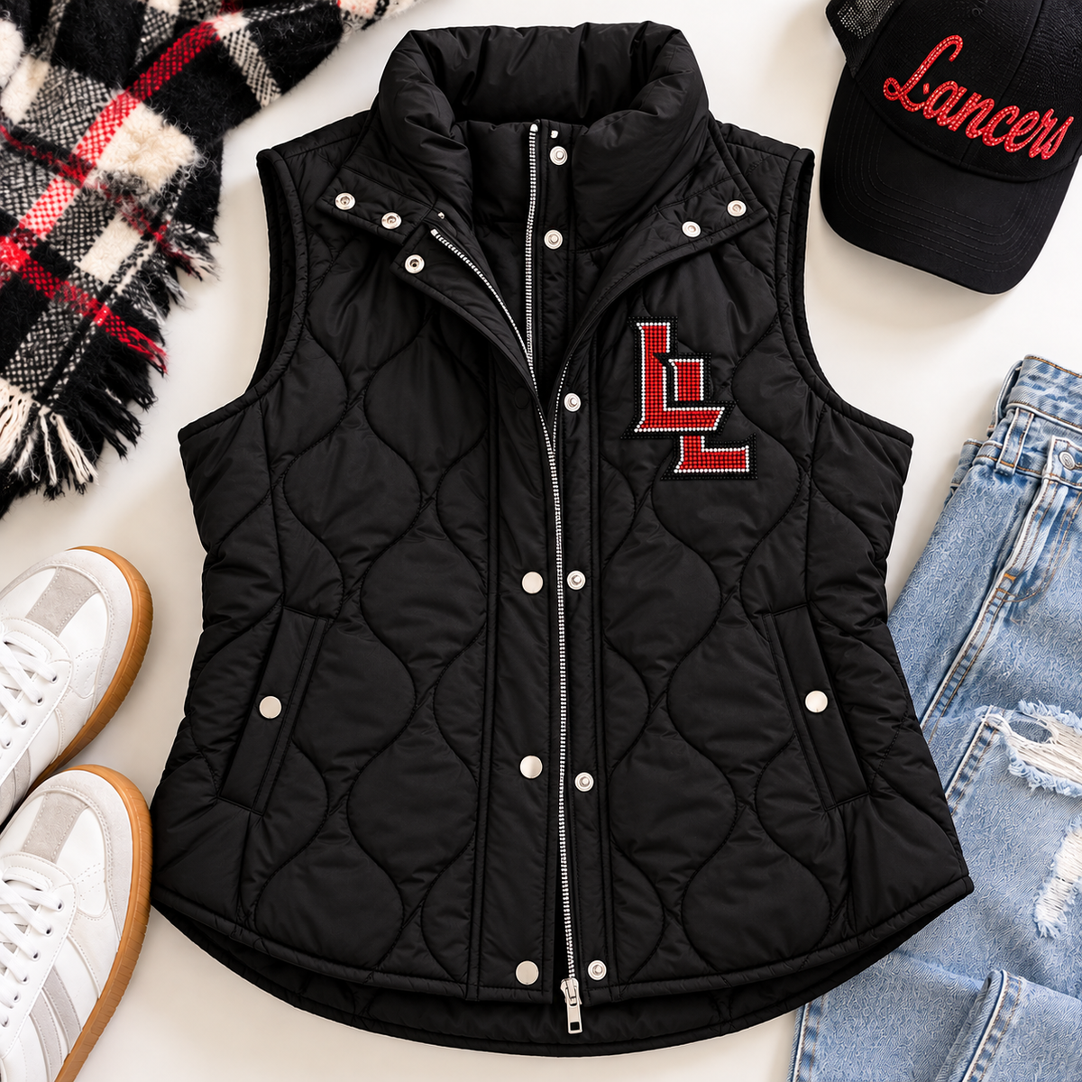 Lakeshore Rhinestone LL Quilted Puffer Vest